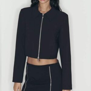 Zara Black double zipper crop jacket size S